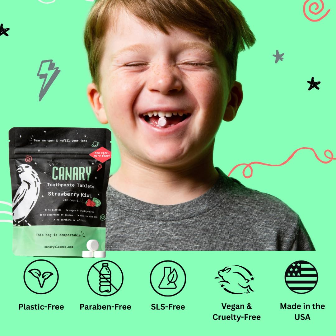 Eco-friendly packaging for Canary toothpaste tablets