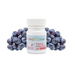 Candi Caine topical anesthetic gel bottle with grape gum flavor