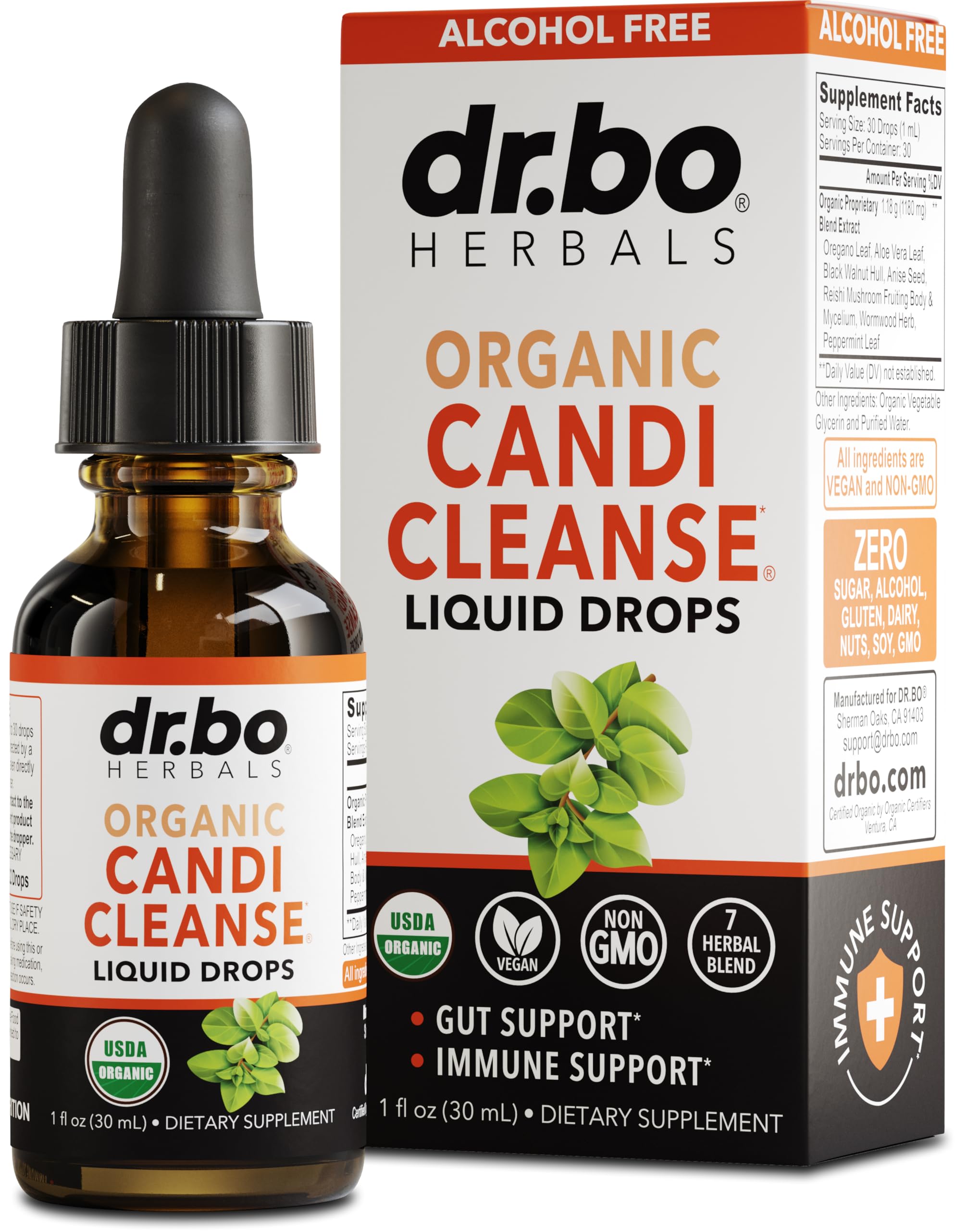 Candi Cleanse Drops bottle with dropper 1 oz