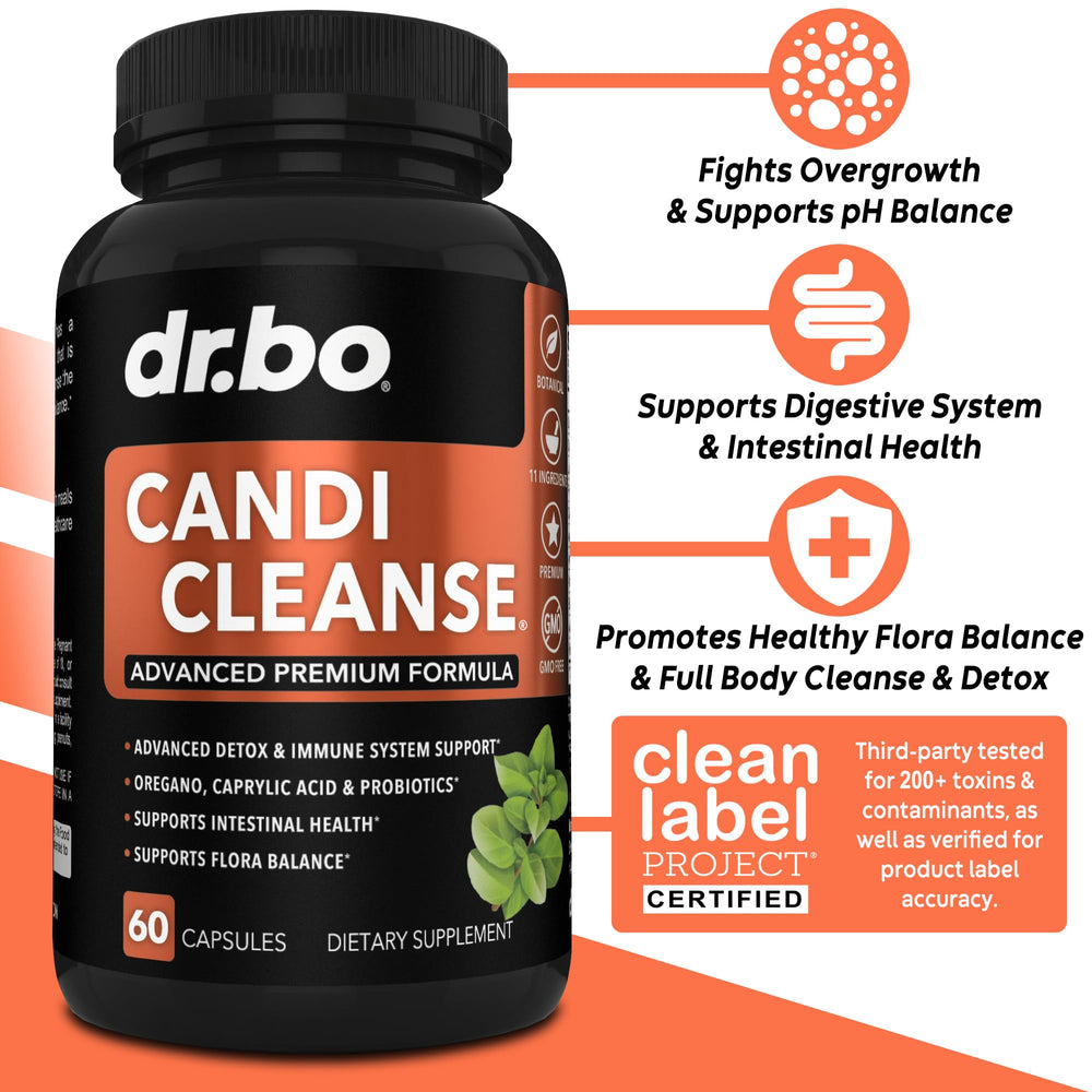 Candi Cleanse pills laid out next to a plant