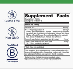 Label highlights 400 mg Berberine HCI per serving