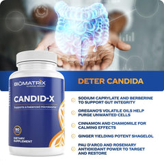 Botanical blend of oregano, chamomile, and ginger in Candid-X