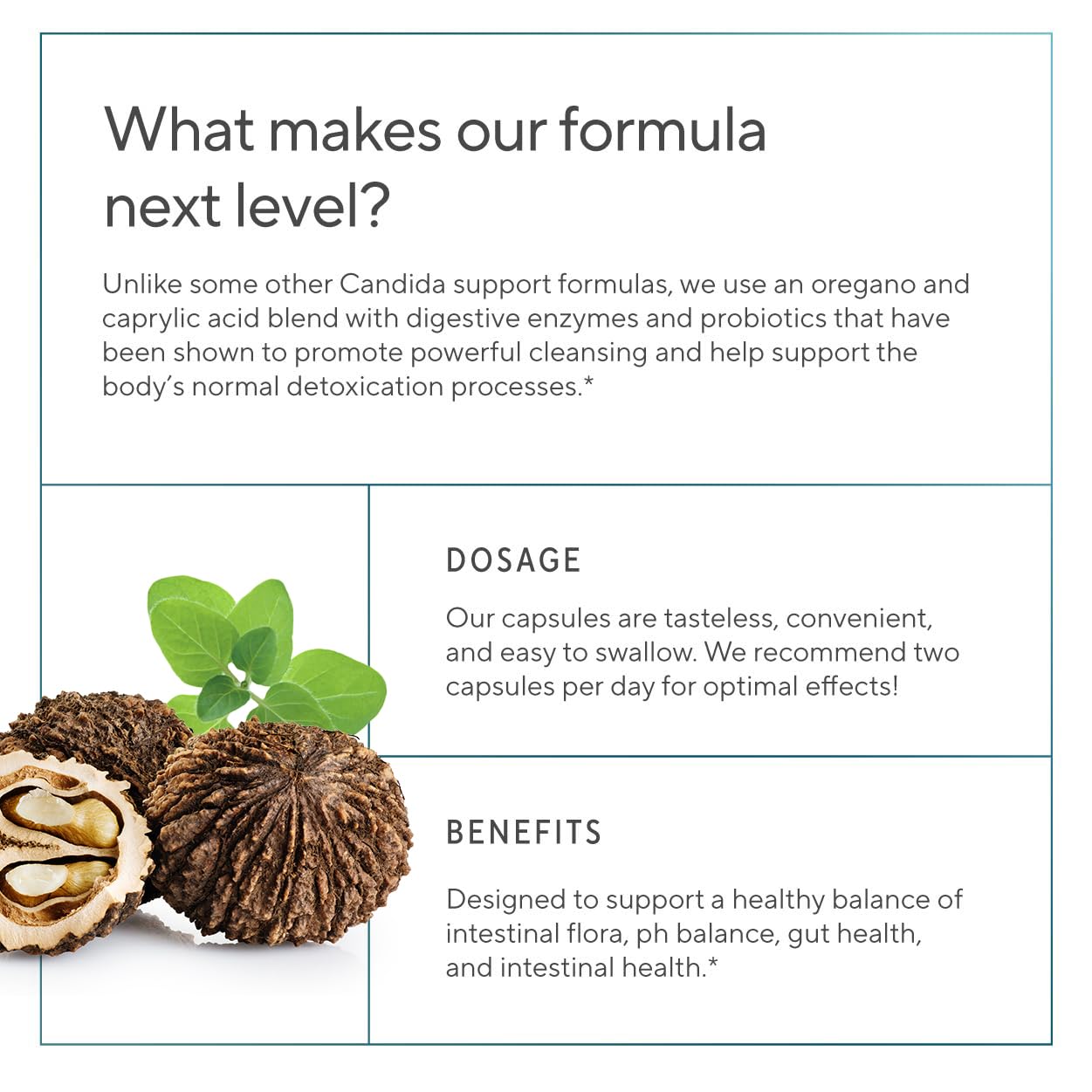 Probiotic capsules (Lactospore) and digestive enzymes in candida cleanse formula