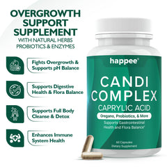 Capsules containing caprylic acid from Candida Complex