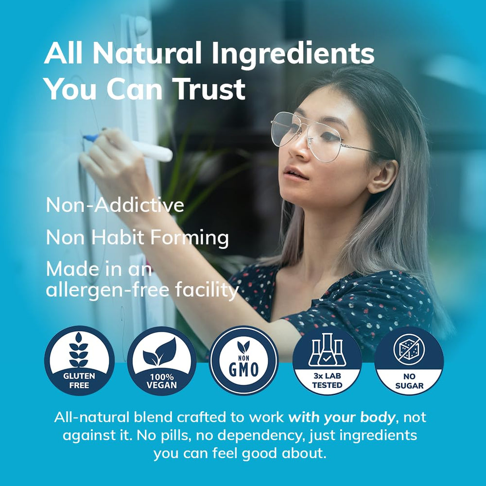 Ingredient panel highlighting GABA and L-Theanine