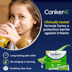 Gel applied to a mouth sore showing protective coating