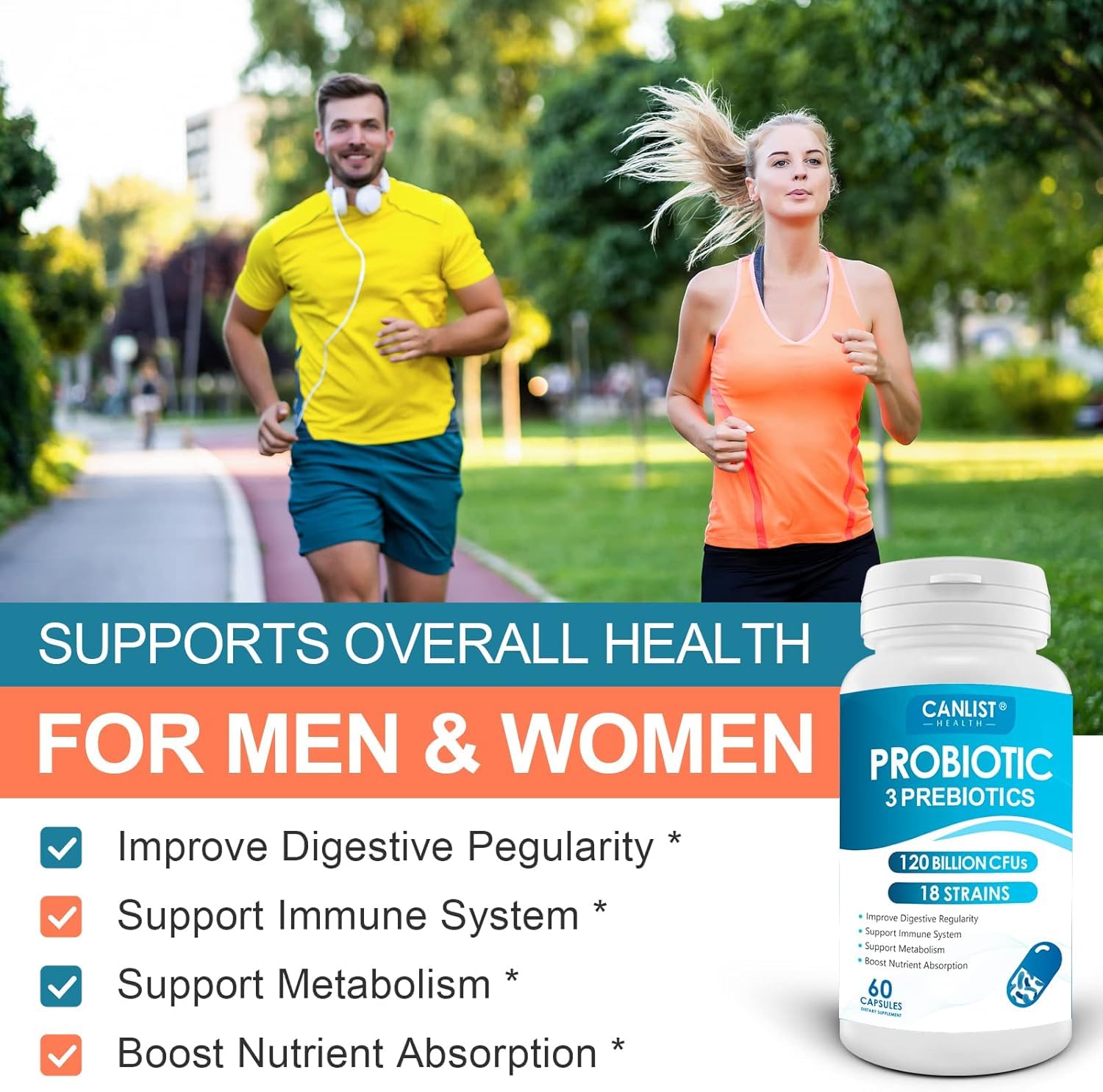 Shelf-stable CANLIST Probiotics bottle packaging