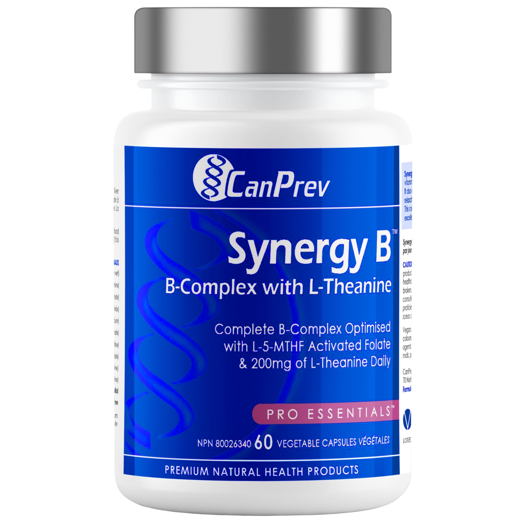 CanPrev Synergy B Complex bottle with L-Theanine 60 capsules