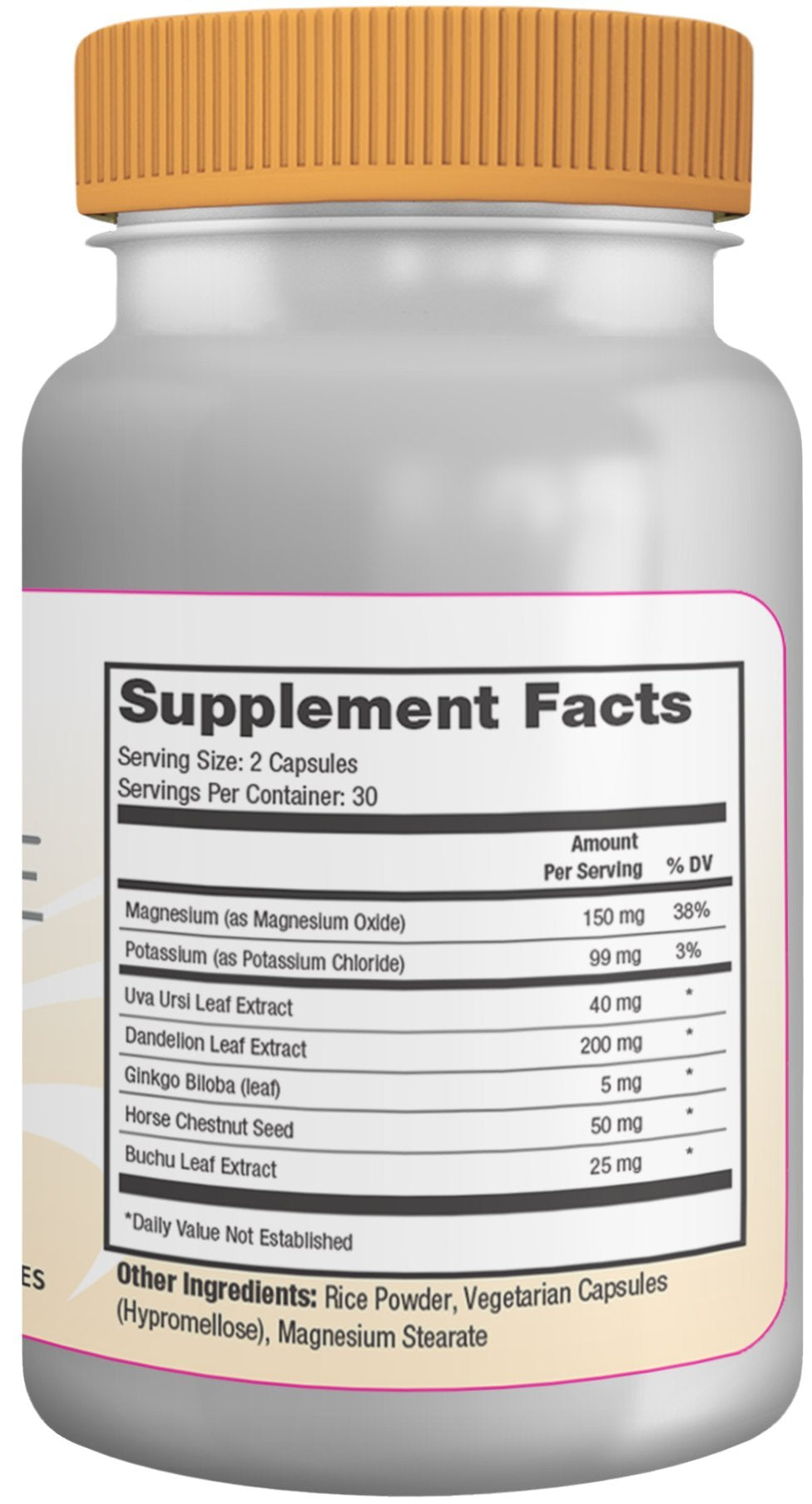 Close-up of Capisette bottle showing potassium and dandelion root