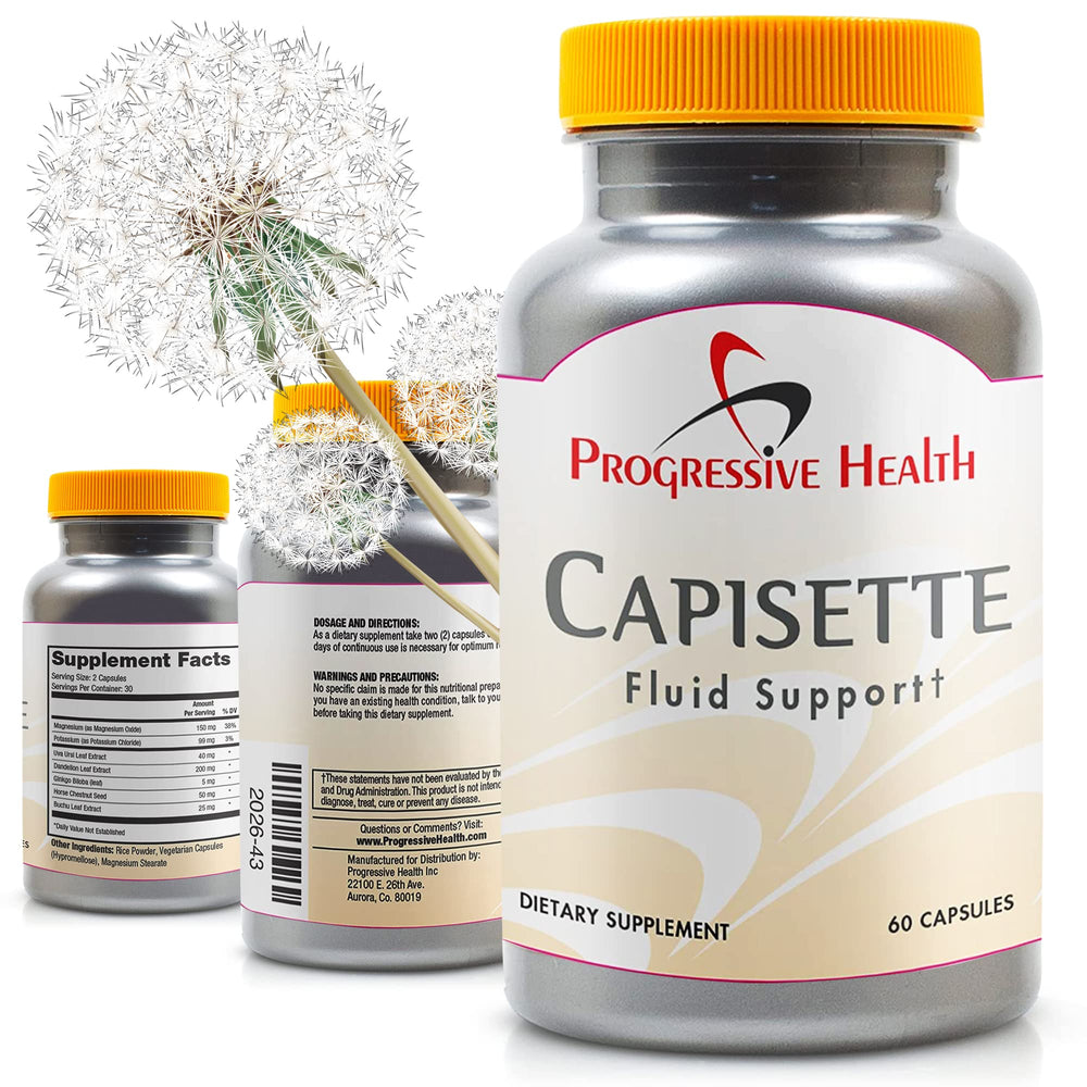Capisette Water Retention bottle and capsules on white background