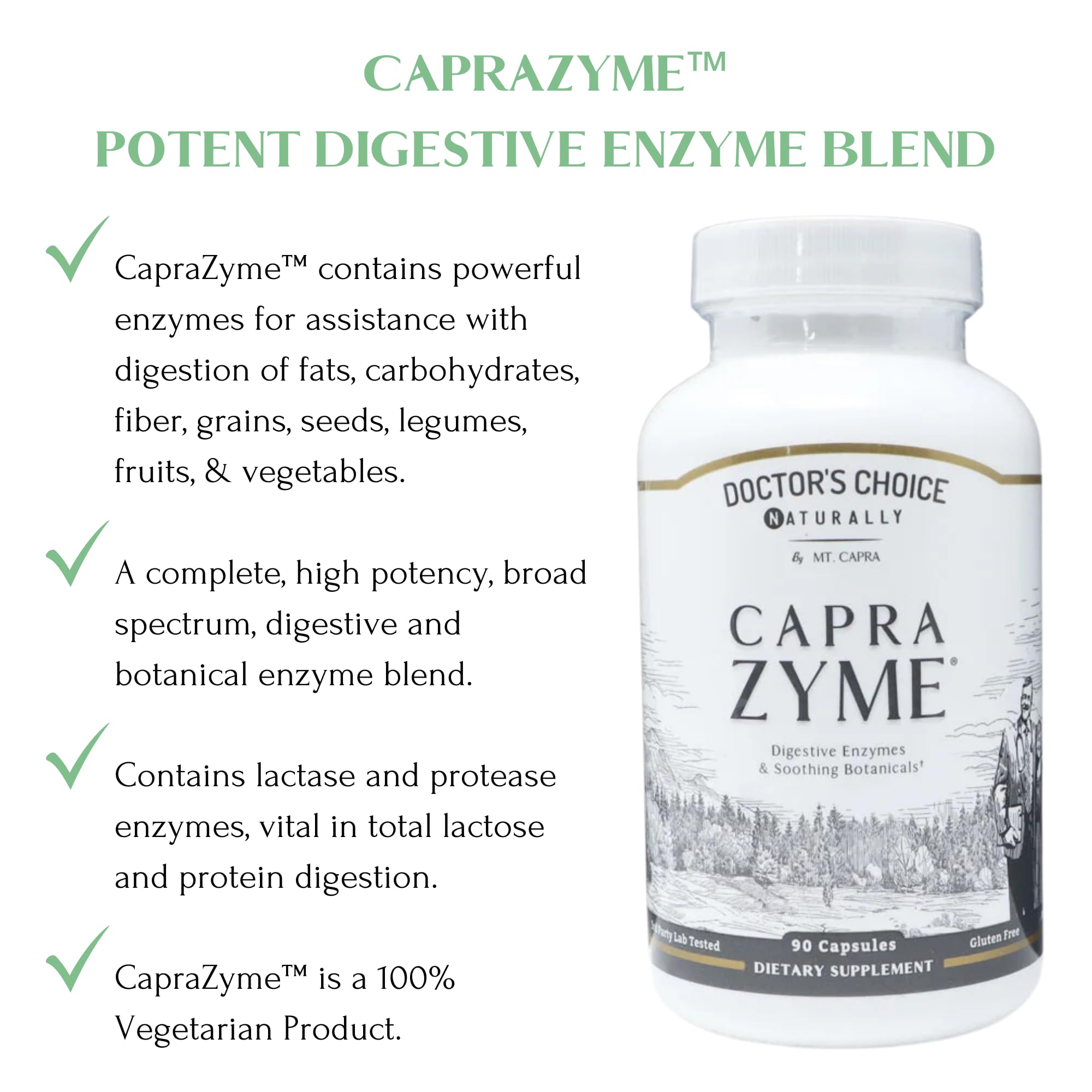 Digestive enzymes for fats, carbohydrates, fiber, protein, and lactose