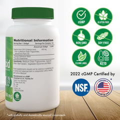 Caprylic acid 600 mg softgels with MCT oil bottle