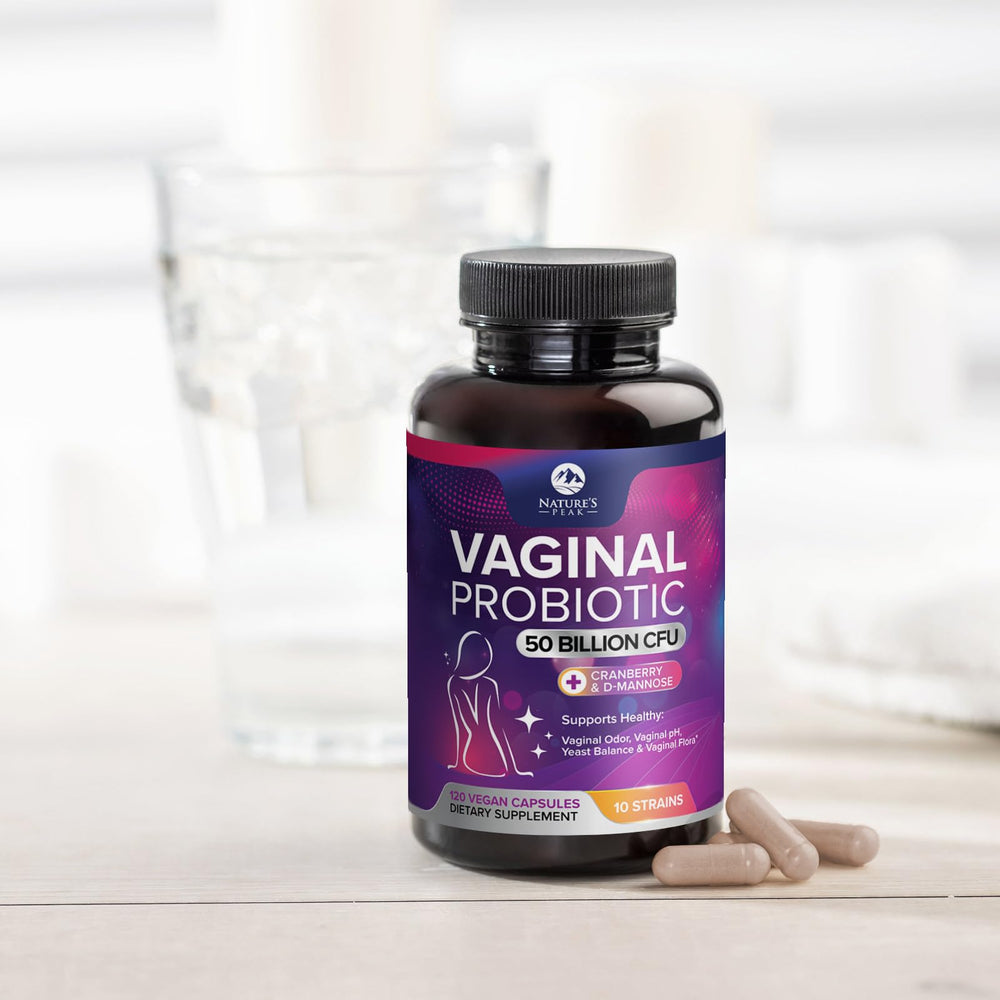 Close-up of probiotic capsules for women's health