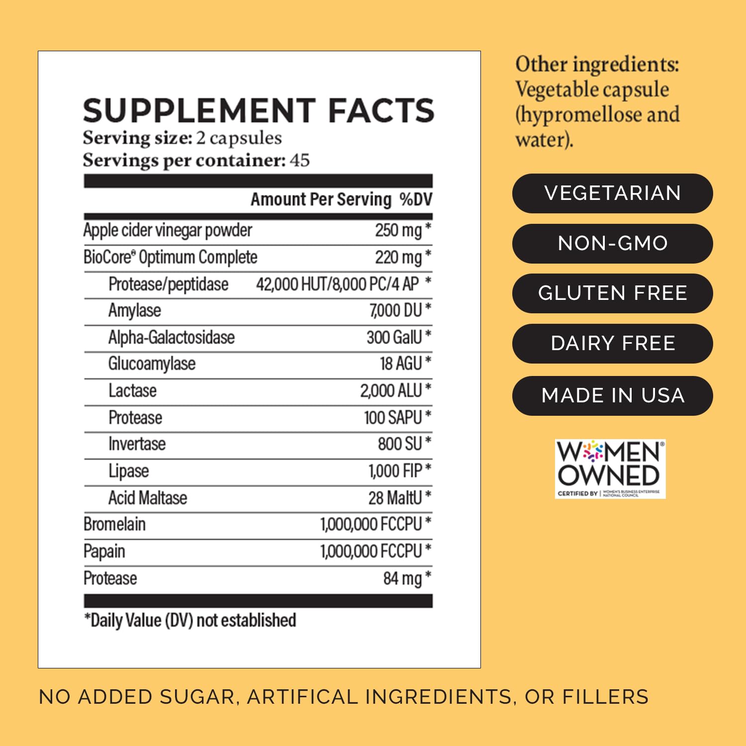 Capsules close-up showing natural enzyme formula