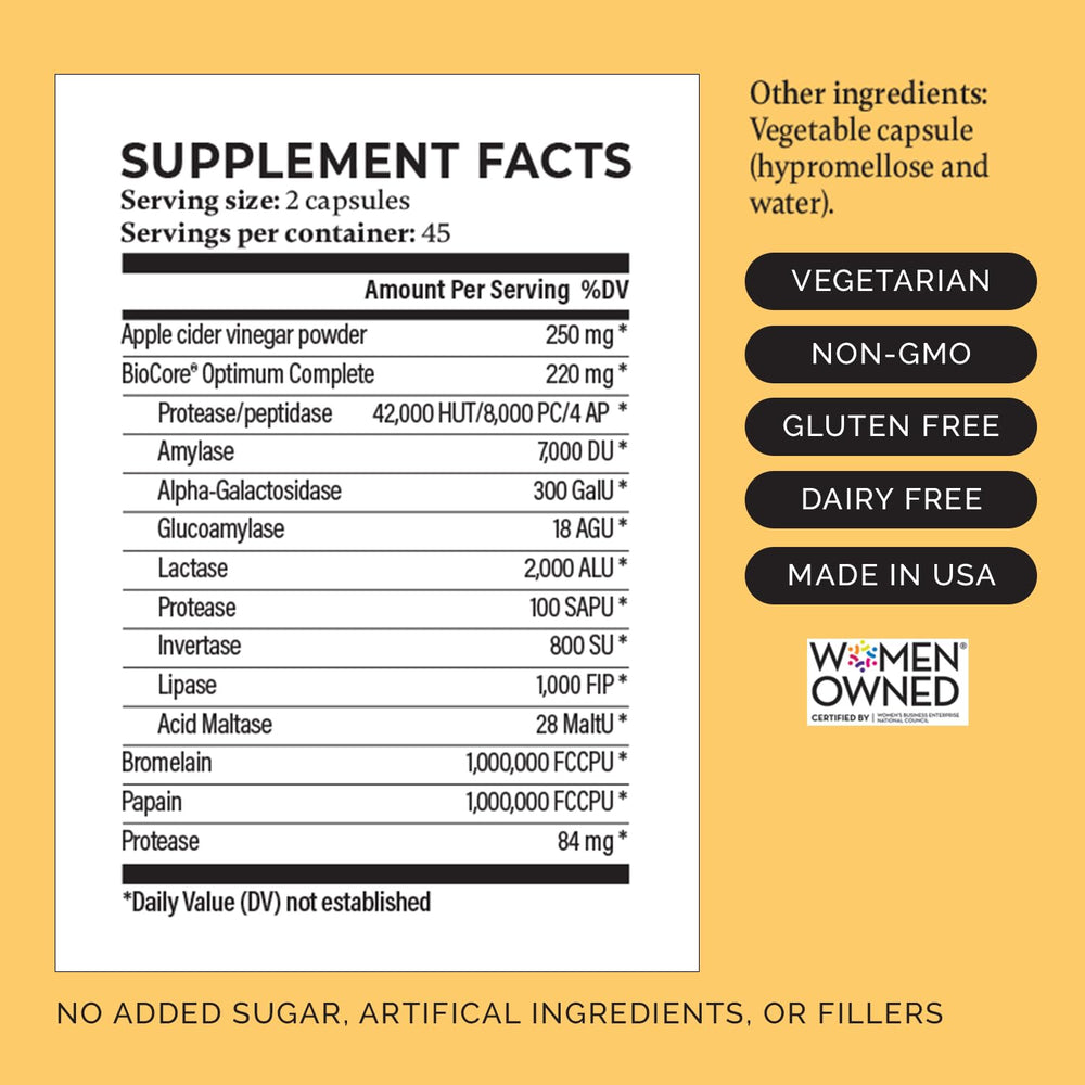 Capsules close-up showing natural enzyme formula