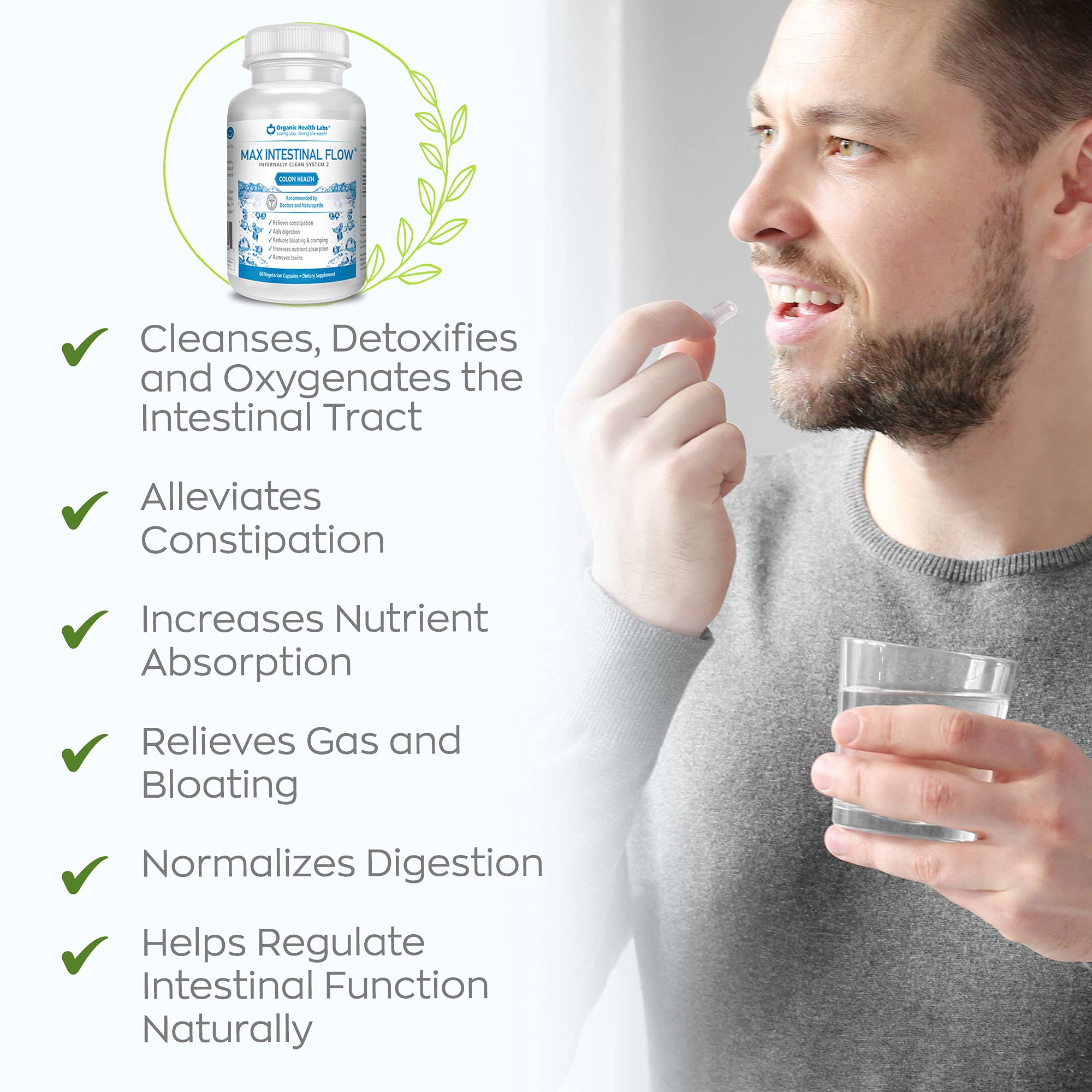 Close-up of capsules for Max Intestinal Flow