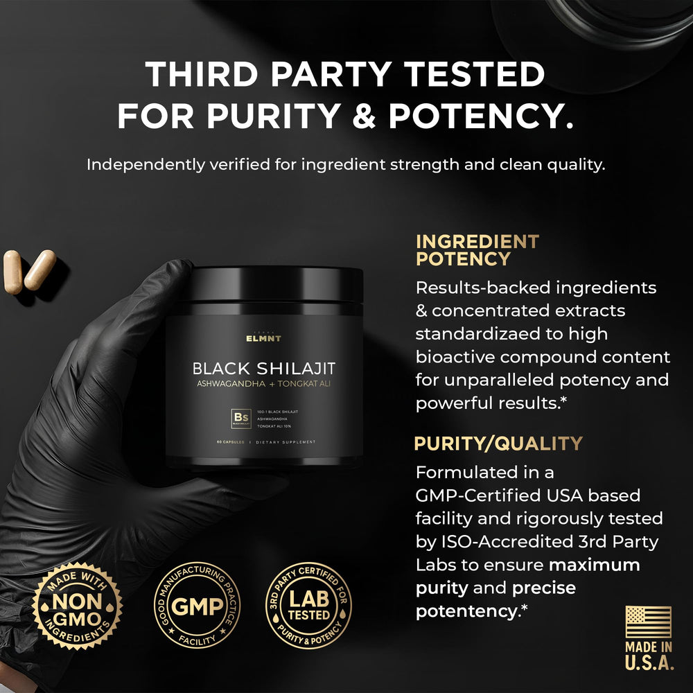 Lifestyle image with a man exercising and Shilajit bottle