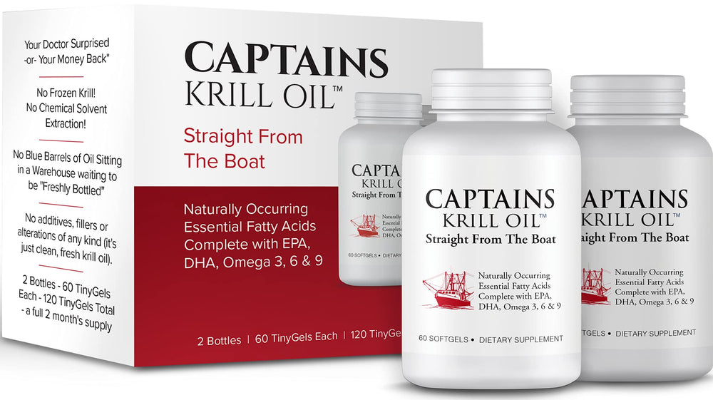 Close-up of krill oil softgel capsules
