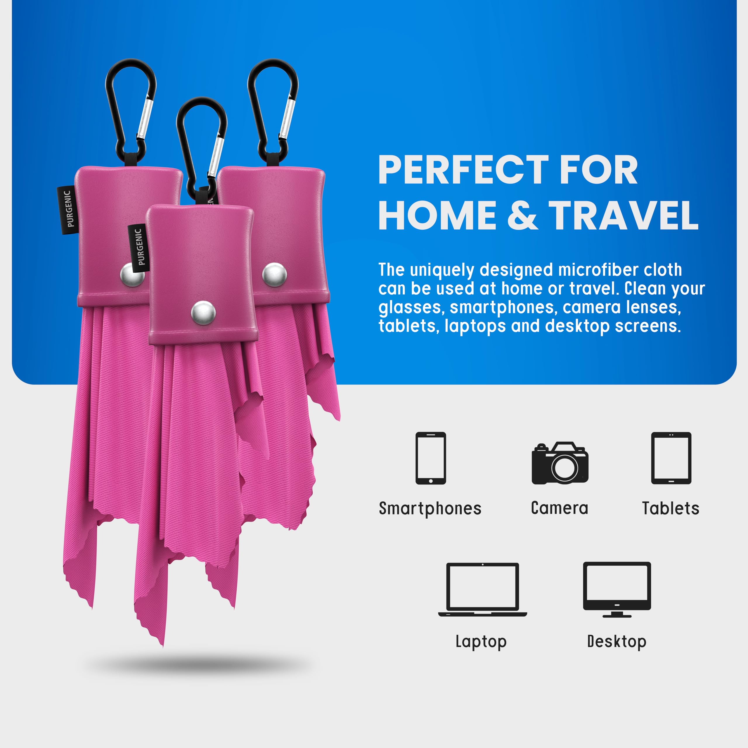 Carabiner clip attached to pink travel pouch