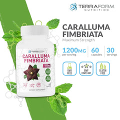 Caralluma Fimbriata 1200mg veggie capsules close up