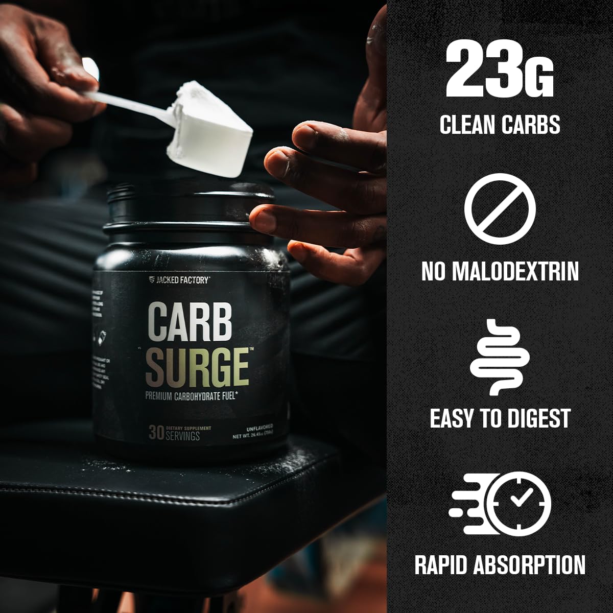 Serving scoop of Carb Surge for pre- or intra-workout energy