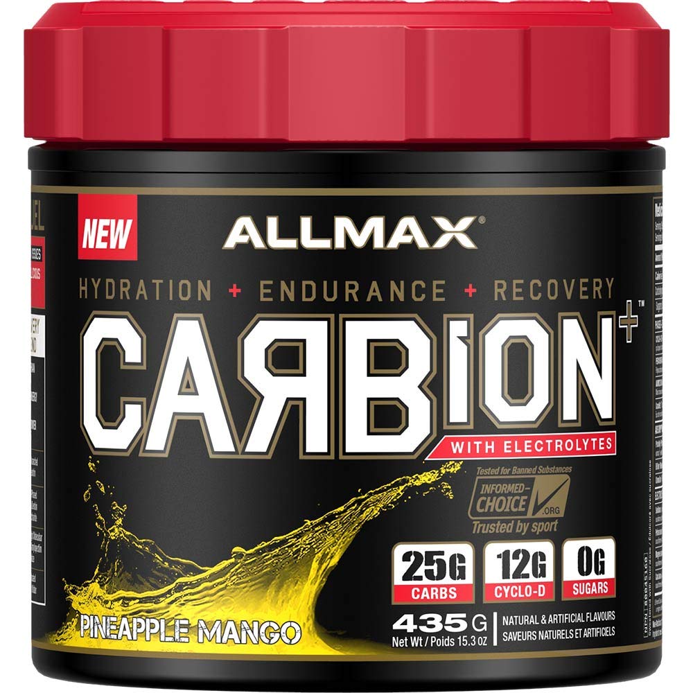 ALLMAX CARBION+ Pineapple Mango tub and scoop