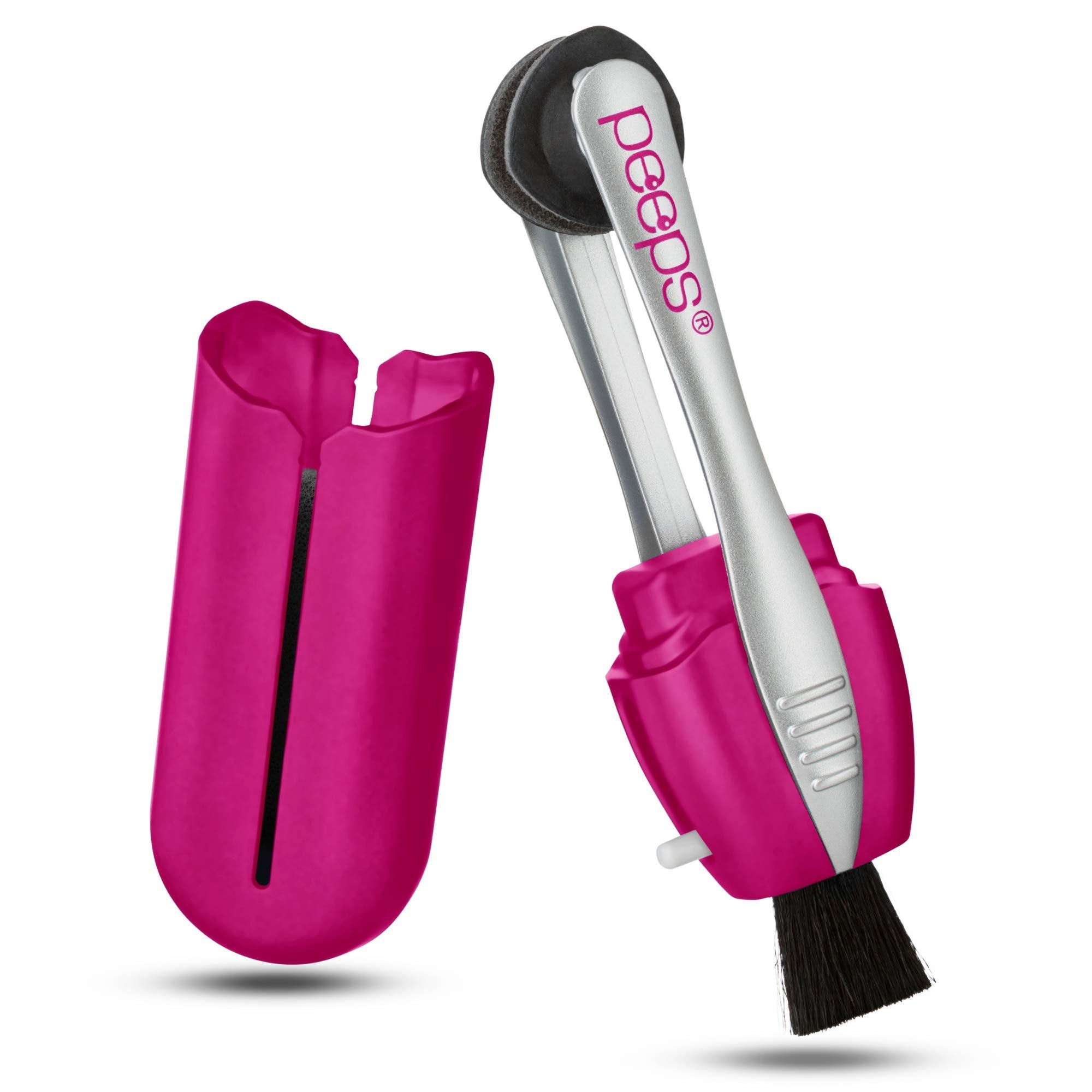 CarbonKlean Peeps Eyeglass Cleaner with soft touch pink finish - front view