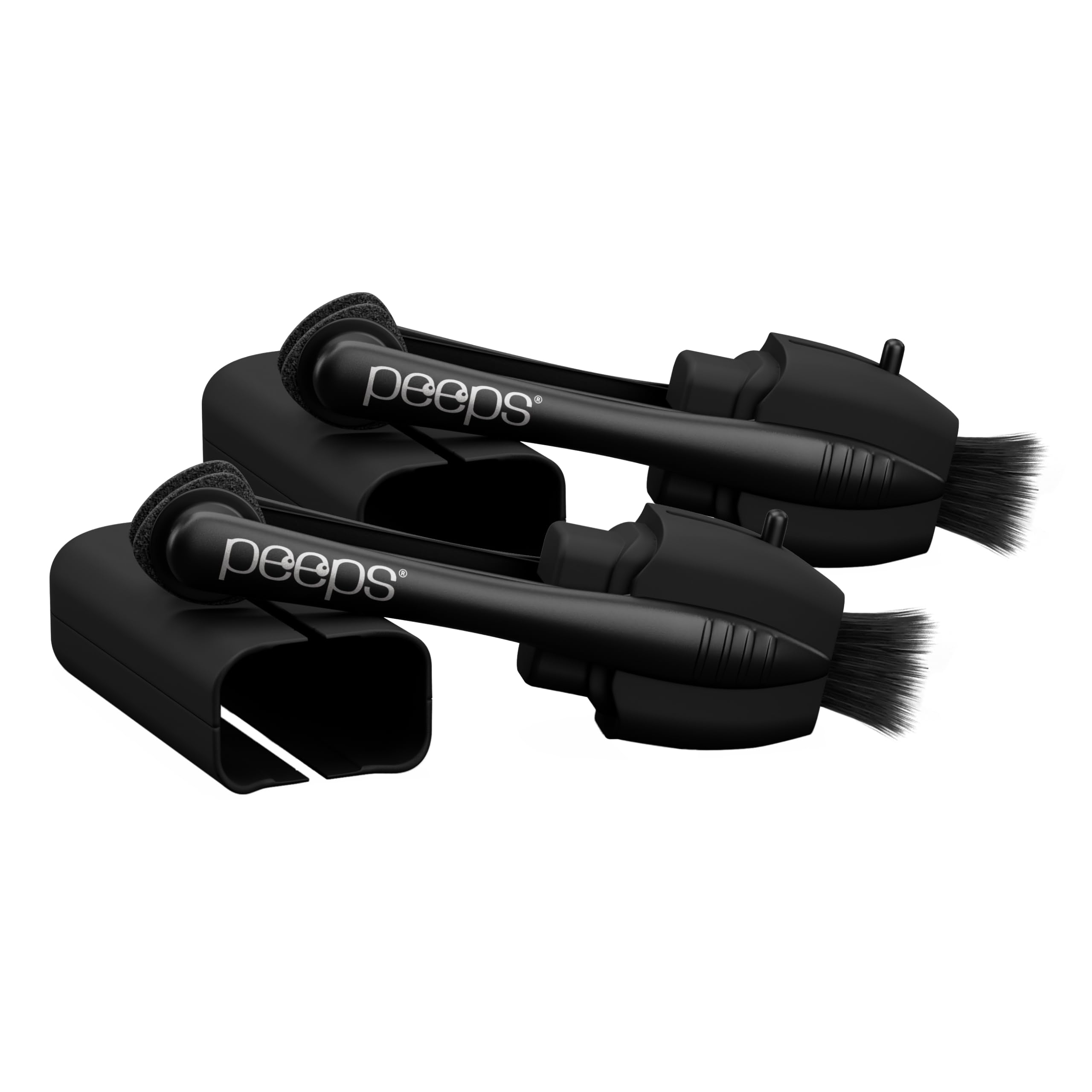 Front view of CarbonKlean Peeps Glasses Cleaner in soft touch black packaging