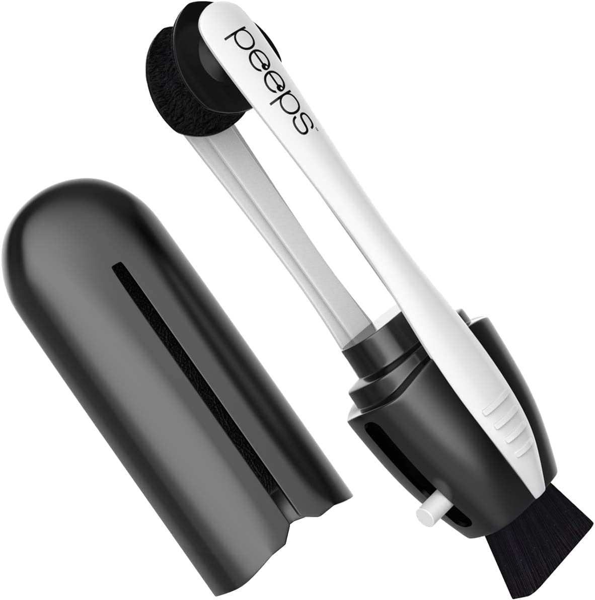Front view of CarbonKlean Peeps Glasses Cleaner in injected black