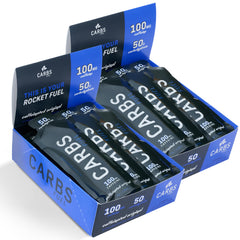 Carbs Fuel caffeinated original box shows energy gel for endurance fueling.