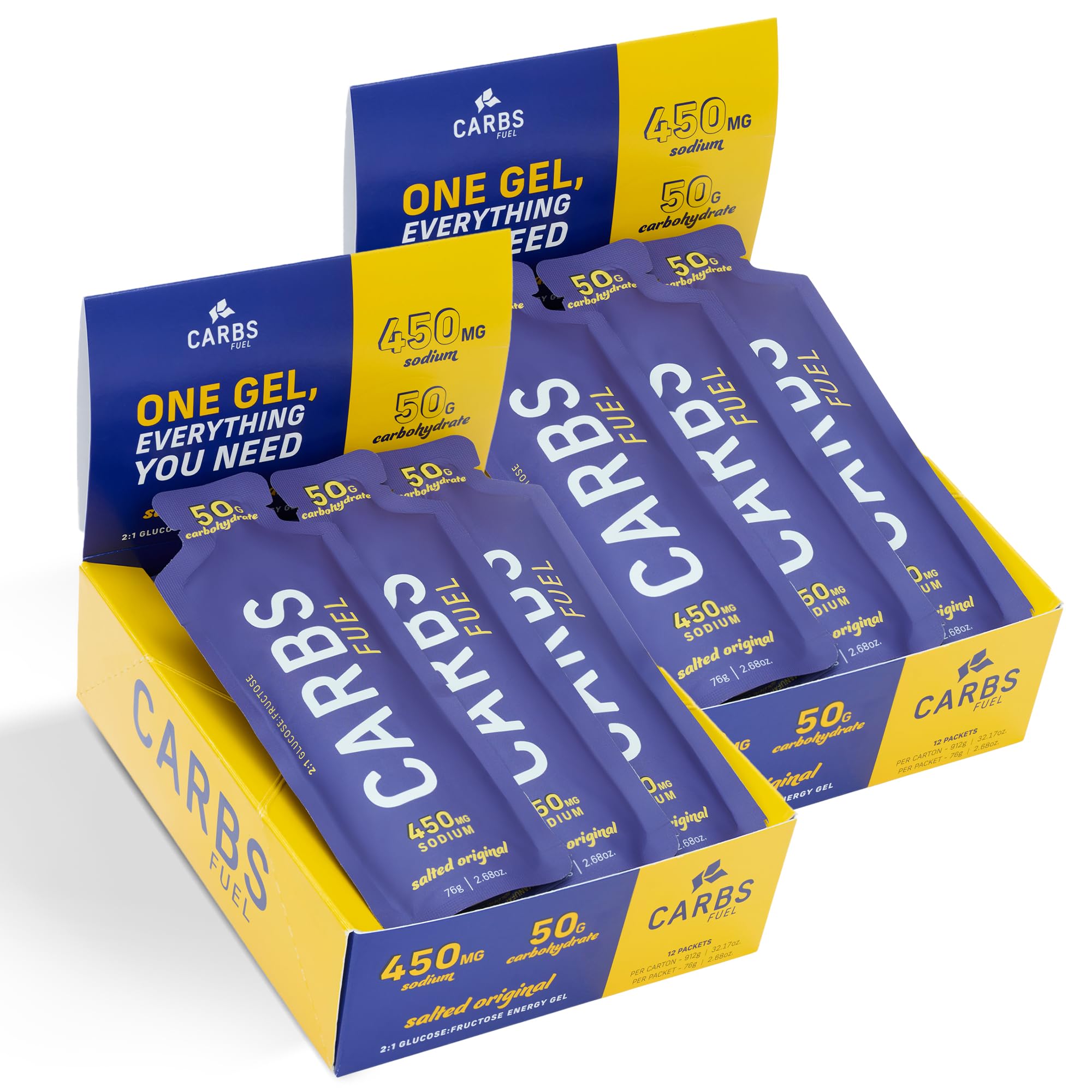 Carbs Fuel Salted Original 50g energy gel pack 2 ideal for long runs.