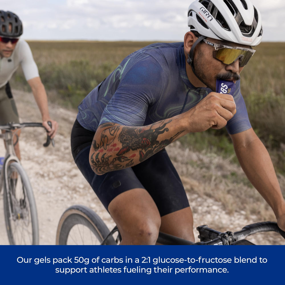 Carbs Fuel Salted Original vegan gluten-free badge signals athlete-safe option.