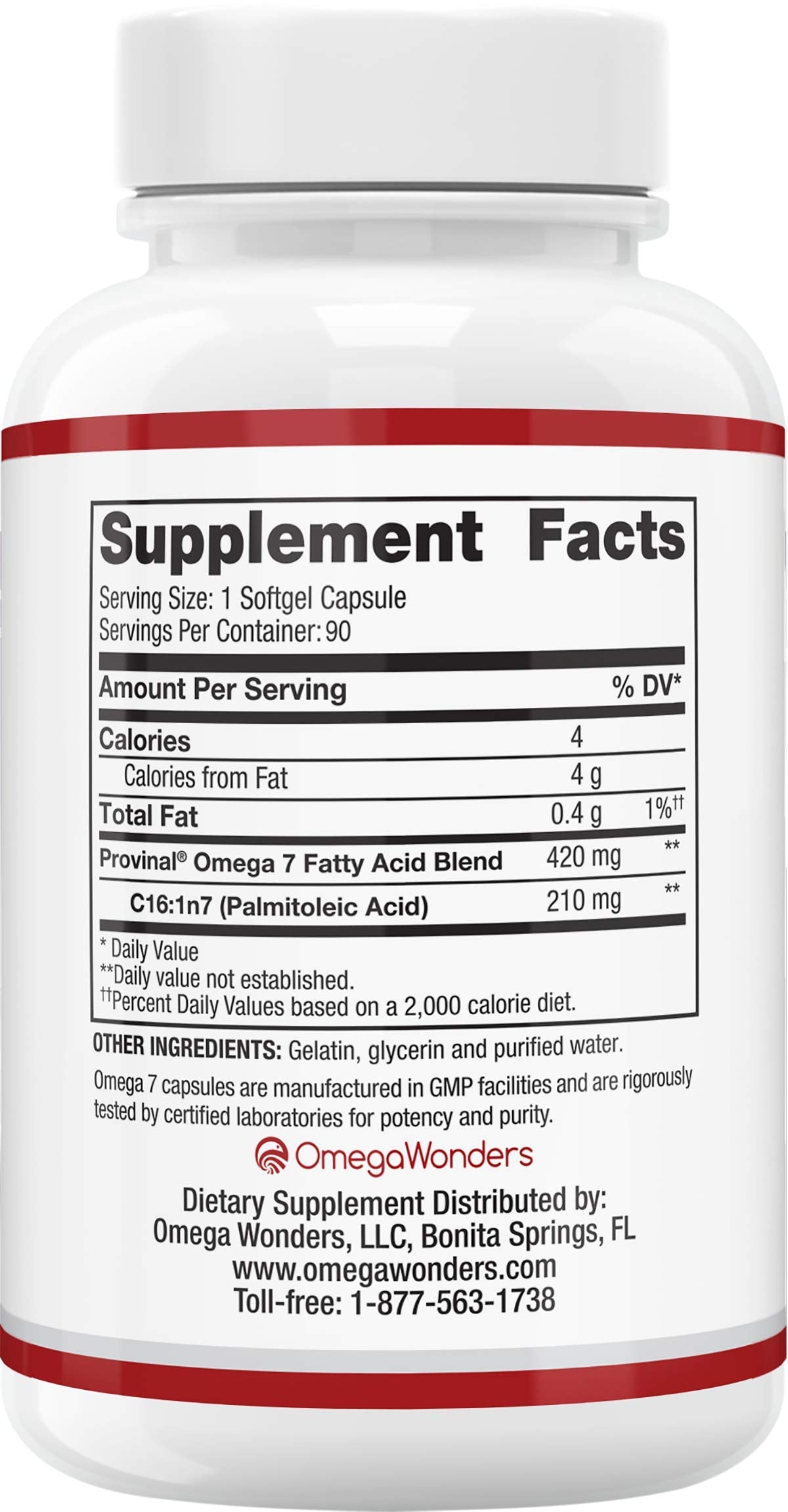 Close-up of Provinal omega-7 palmitoleic acid illustration