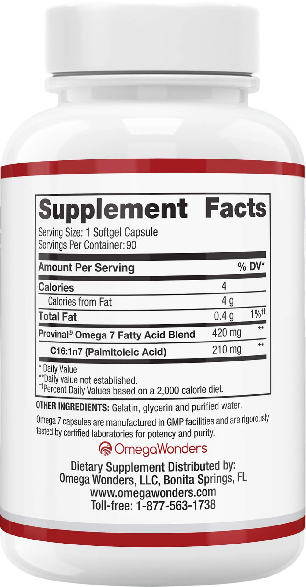 Close-up of Provinal omega-7 palmitoleic acid illustration