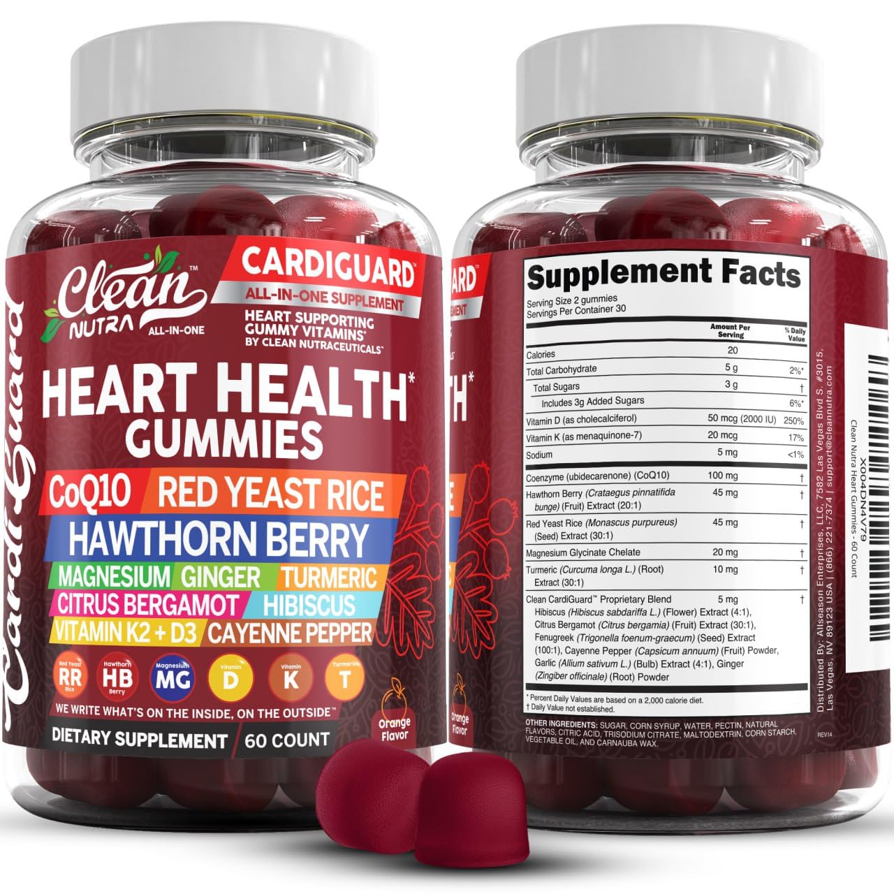 CardiGuard CoQ10 Gummies bottle with orange flavor label