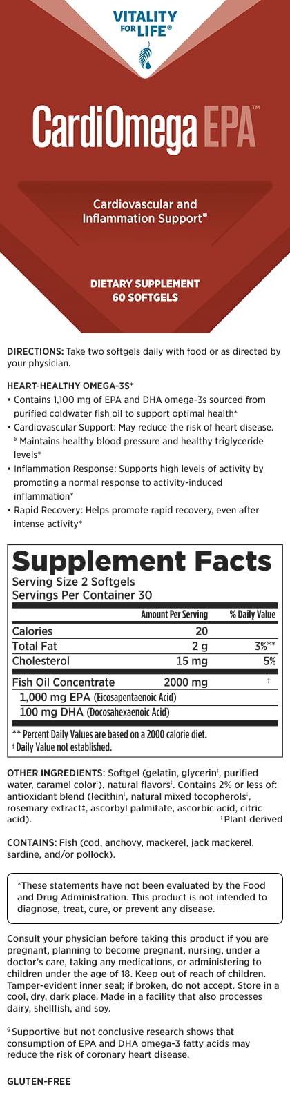 CardiOmega EPA bottle label showing omega-3 content