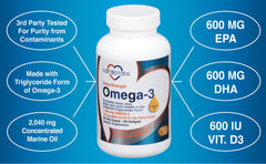 Softgels of Cardiotabs Omega-3 + Vitamin D3 in citrus berry flavor