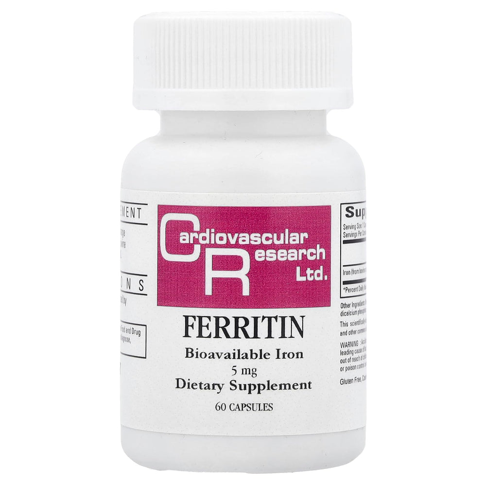 Cardiovascular Research Ferritin Capsules bottle - 60 count, front view