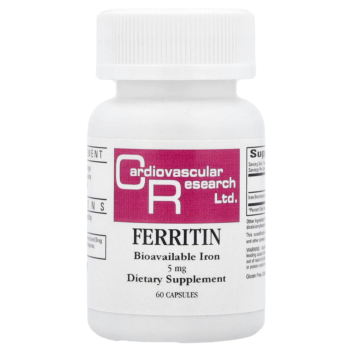 Cardiovascular Research Ferritin Capsules bottle - 60 count, front view