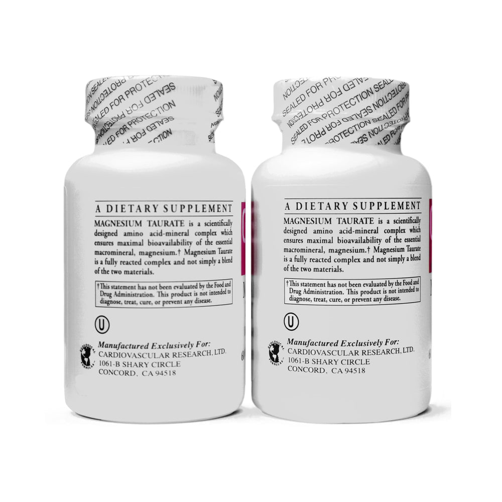 Label highlighting 125 mg magnesium from taurate and active ingredients
