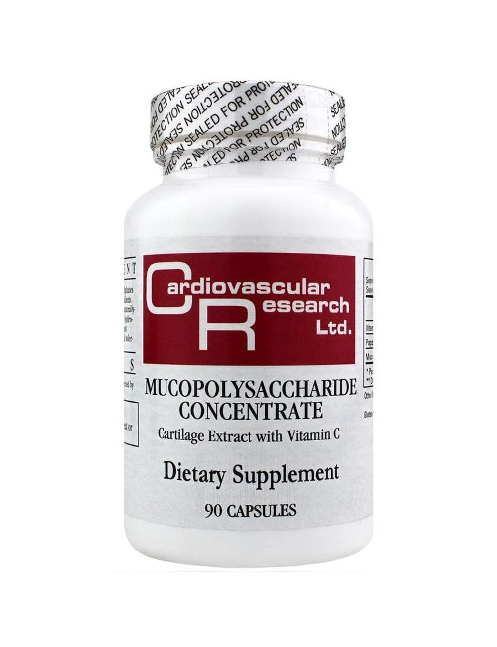Cardiovascular Research Mucopolysaccharide Concentrate bottle; white label; 90 capsules
