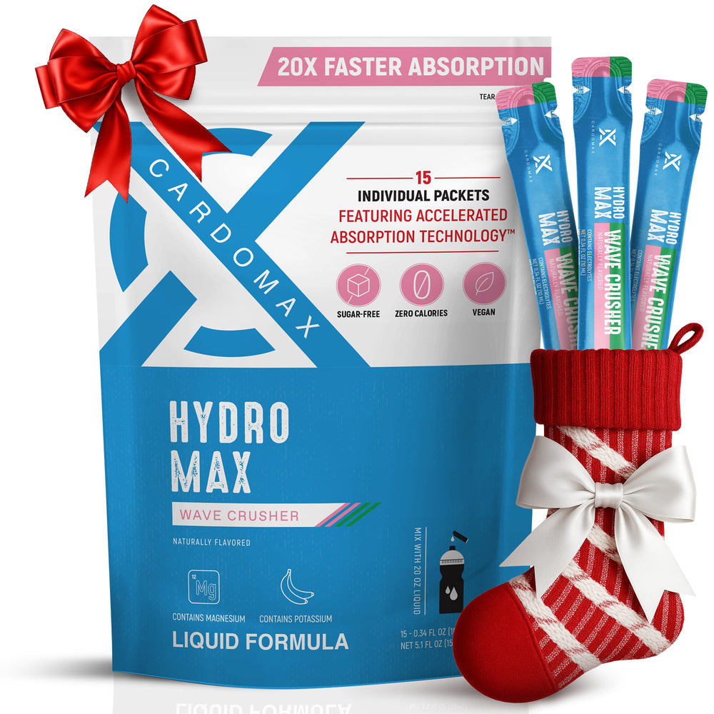 CardoMax Hydromax Wavecrusher packet front shows zero sugar hydration for workouts