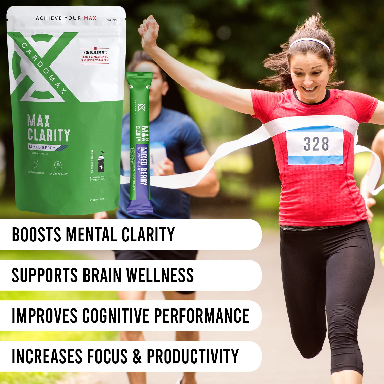 Close-up of CardoMax Max Clarity berry-flavored liquid stick