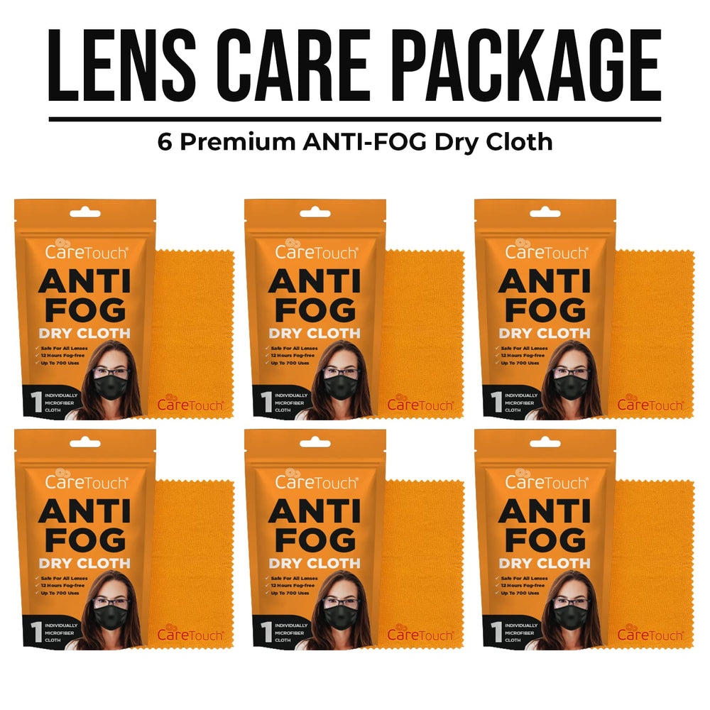 Glasses with fog removed by Care Touch cloth