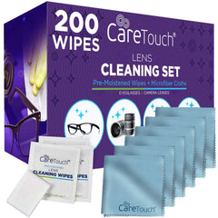 Care Touch Lens Cleaning Wipes and premium microfiber cloths