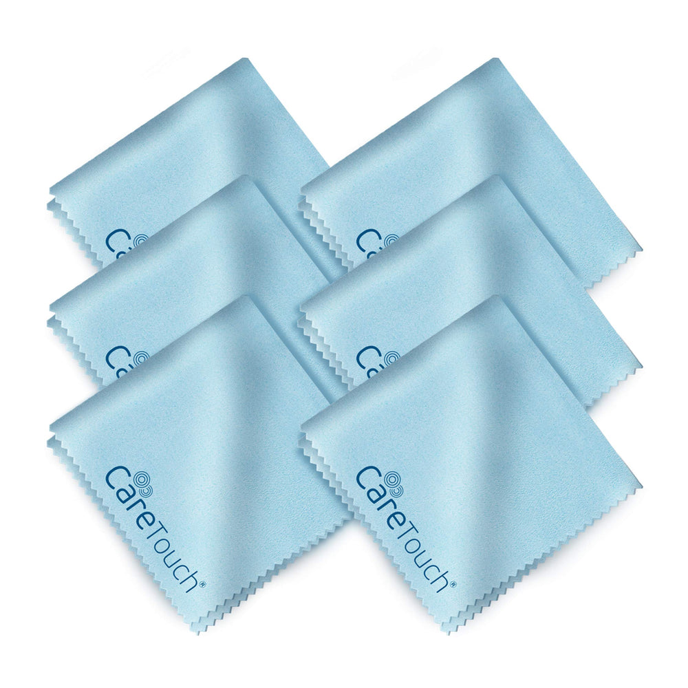 Close-up of Care Touch wipes and microfiber cloths