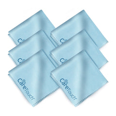 Close-up of Care Touch wipes and microfiber cloths