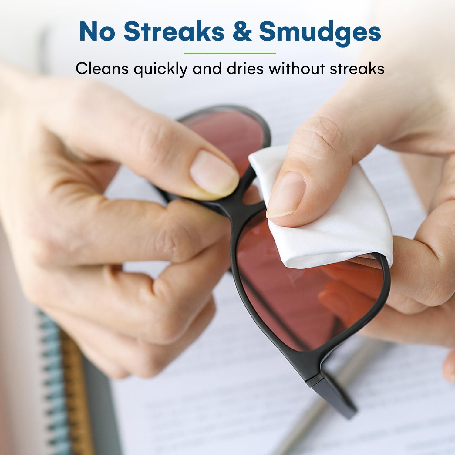 Portable travel-friendly package of glasses cleaning wipes