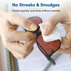Portable travel-friendly package of glasses cleaning wipes