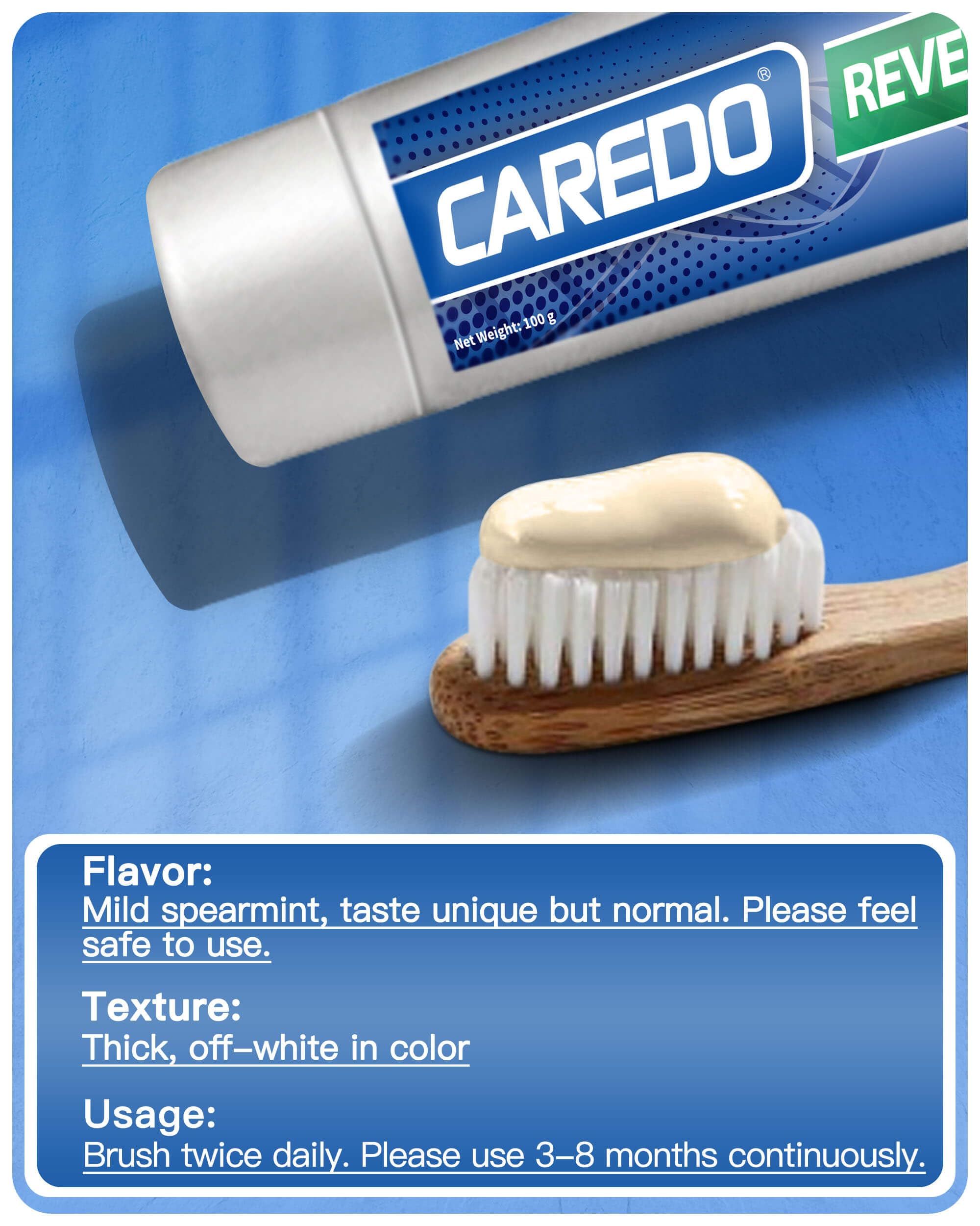 Close-up of CAREDO toothpaste for sensitivity relief